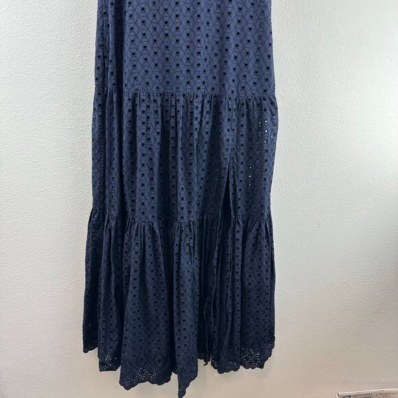 Veronica Beard Satori Eyelet Maxi Dress Navy Blue 6 Boho Coastal - Picture 5 of 13